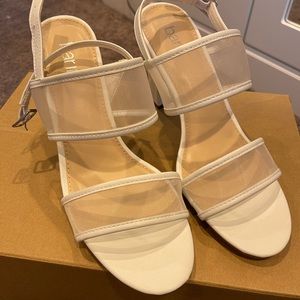 BAR III - Brynn Mesh White block heeled sandal